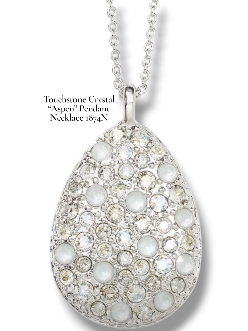 Touchstone Crystal 'Aspen' Pendant Swarovski Crystal Teardrop Necklace